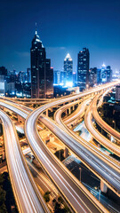 Obraz premium Night City Highway Interchange. (1)