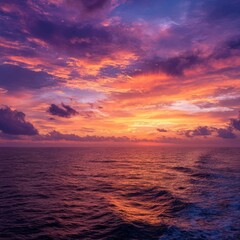 Obraz premium bold and colorful sunset over open sea