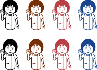 OKサインを出す女性看護師のアイコン