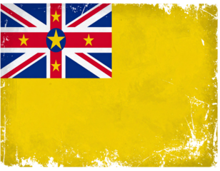 Vintage Niue Flag with Grunge Effect, isolated on transparent background.