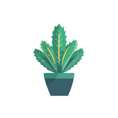 Minimalistic 2D flat icon featuring a cactus in a vase vector design, simple illustration style, isolated on a white background, modern element in vector and EPS format.
