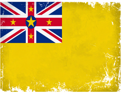 Vintage Niue Flag with Grunge Effect, isolated on transparent background.