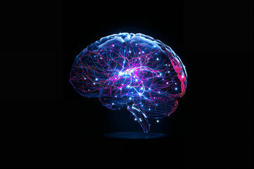 Glowing Glass Brain with Active Neural Network.