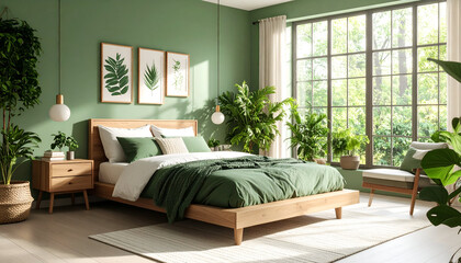Green Bedroom Interior Design. (1)