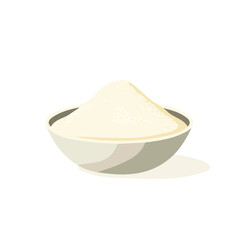 A Geometric flat vector illustration of a semolina powder, an abstract and modern 2D design, clean shapes with smooth lines, isolated on a white background. artwork collection