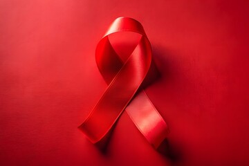 Red awareness ribbon symbolizing hope and support for health campaigns