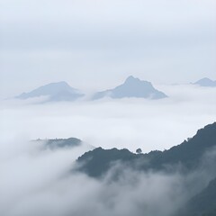 mountain and clouds