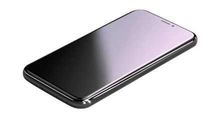 Smartphone 3D icon - sleek black or pastel phone with glossy screen, 3D perspective, isolated, PNG 