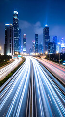 Obraz premium Night City Highway Lights Trails.