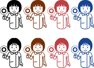 正解の札を上げる女性看護師のアイコン