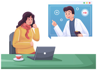 Online Doctor Consultation Illustration