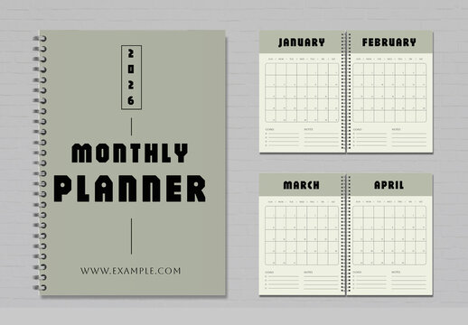 Editable Creative Monthly Planner Template Layout