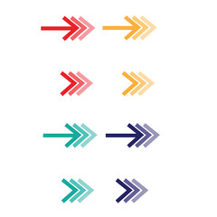 Colored arrow icon set. Different types of arrow symbols. Isolated vector arrow graphic elements.