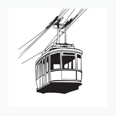 cable car isolated on white