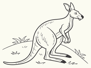 Fototapeta premium Cute Cartoon Kangaroo Holding an Envelope, Perfect for Children's Books or Educational Materials A friendly cartoon kangaroo holding a small envelope, standing in a grassy field, with a soft, warm-ton