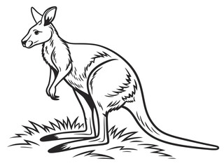 Fototapeta premium Cute cartoon kangaroo mom and joey in a playful setting. A cheerful cartoon illustration of a kangaroo mother and her joey. kangaroo, joey, mother and baby, cartoon, children's, illustration, cute, an