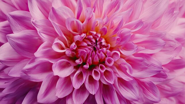A close-up of a vibrant pink dahlia flower, showcasing its intricate petals, delicate center, and every high-resolution detail, creating an immersive experience to explore each petal's unique beauty.