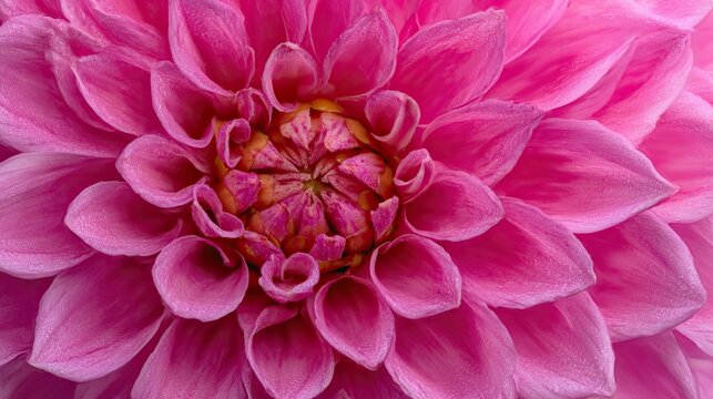 A close-up of a vibrant pink dahlia flower, showcasing its intricate petals, delicate center, and every high-resolution detail, creating an immersive experience to explore each petal's unique beauty.