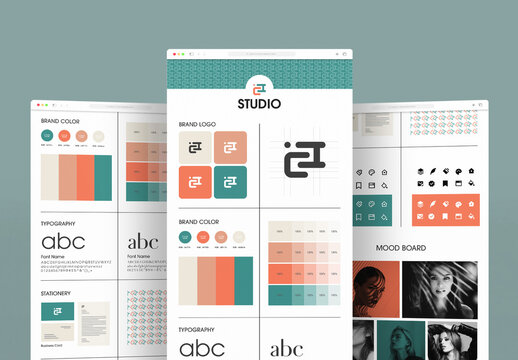 Minimalist Brand Board Template with Logo, Typography and Color Palette