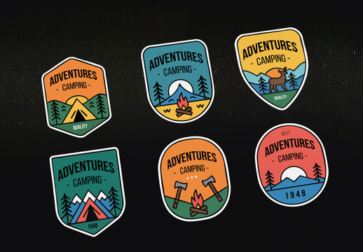 Adventure Camping Badge Logo Set Template
