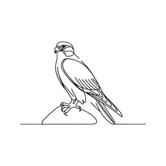 Obraz premium Majestic falcon perched on a rock in line art bird of prey raptor