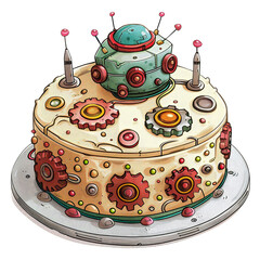 Whimsical Robot Cake Design Gears Sweets and Steampunk Birthday Treat