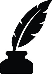 Elegant Quill Pen and Inkwell Illustration for Writing Inspiration and Creative Projects Perfect for Authors and History Enthusiasts