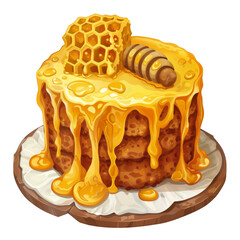 Delicious Honeycomb Cake Drizzled with Golden Honey Sweet Treat Dessert