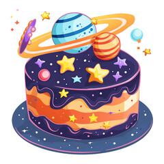 Delicious Galaxy Themed Birthday Cake with Planets and Stars