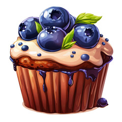 Delicious Blueberry Muffin with Creamy Icing and Drizzle Sweet Treat Bakery Pastry