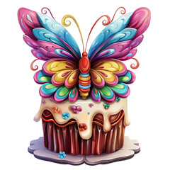Whimsical Colorful Butterfly Cupcake Fantasy Dessert Artistic Cake Decoration