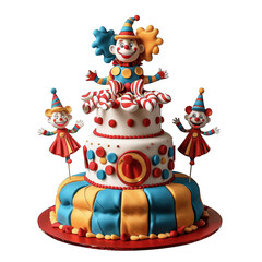 Festive Circus Clown Cake Three Tiered Birthday Treat Delicious Party Dessert