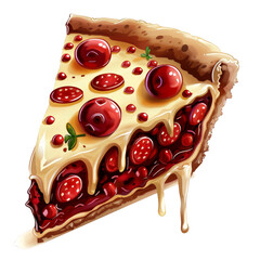 Delicious Cranberry Pie Slice with Creamy Filling and Drizzled Topping