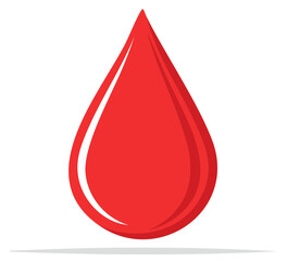 Obraz premium Vibrant Red Blood Drop Isolated on White with Subtle Shading
