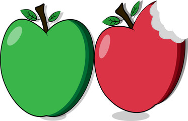 Cartoon Fresh and Bitten Apple Illustration for Healthy Eating Concepts