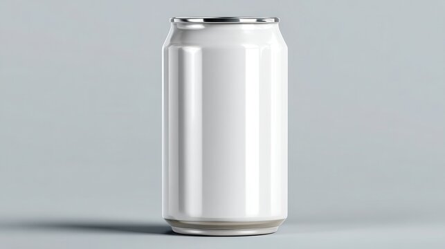 A 4K photo of  330 ml or 8.4 oz Soda Can, Beer Can, Energy Drink Can White Blank 3D Rendering Mockup