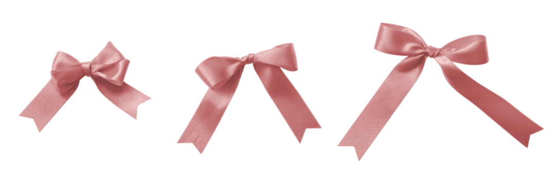 Rose gold bow pink ribbon band satin stripe fabric (PNG isolated on transparent background) for Valentine's day and Christmas holiday gift box, greeting card banner, present wrap design decoration - Powered by Adobe