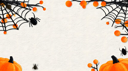 Halloween card mockup with spiders and pumpkins. Great for personalized messages, seasonal greetings or spooky promotional designs.