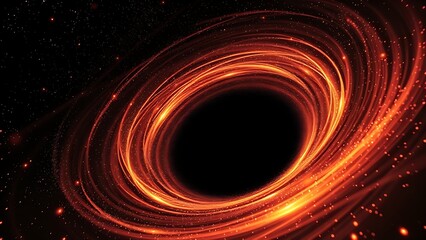 A black hole distorting space-time with quantum particles dancing harmoniously around it.