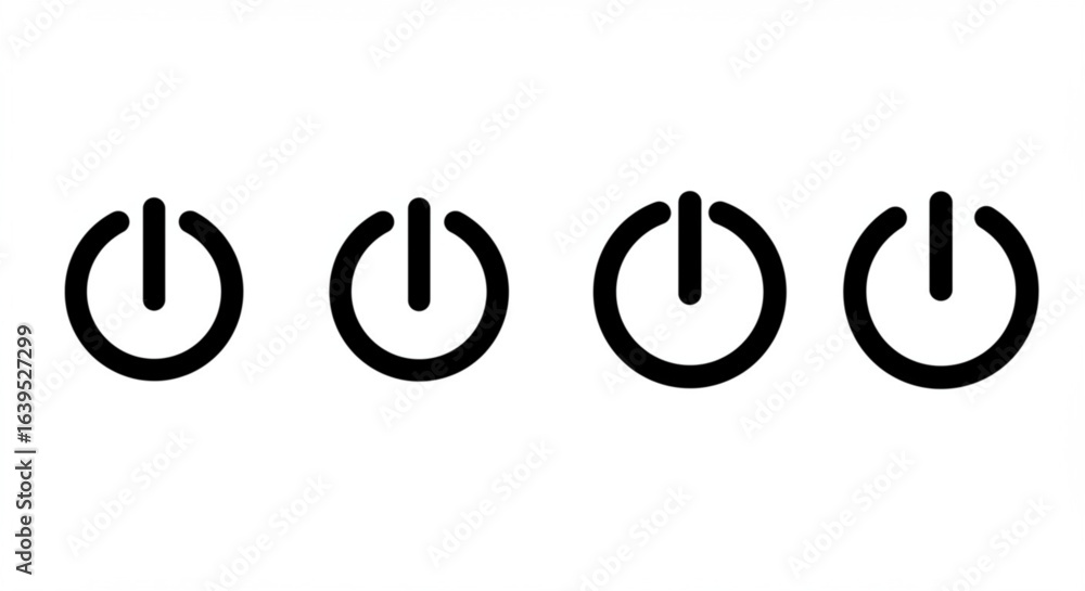 Poster vector art of four power button icons isolated on white background