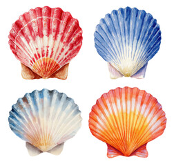 Watercolor clipaer set of seashells