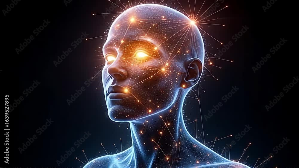 Poster ai human brain neural network connection artificial intelligence future technology concept art