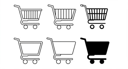 Vector art of collection of shopping cart isolated on white background for retail purchase
