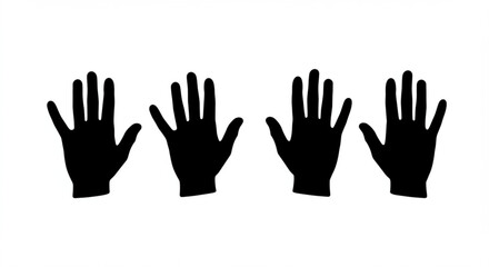 Obraz premium Vector art of four hands silhouette isolated on white background for design purposes