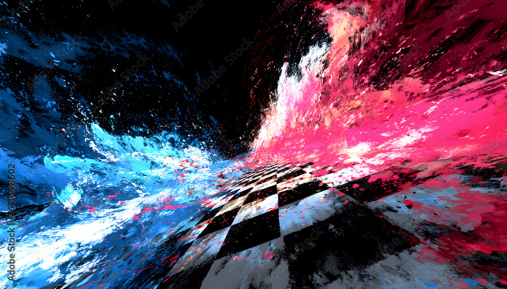 Poster abstract racing flag with dynamic colors.