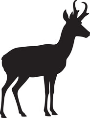 Pronghorn Antelope in silhouette white background.