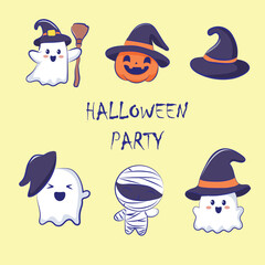 set of collection cute vector elements halloween vector