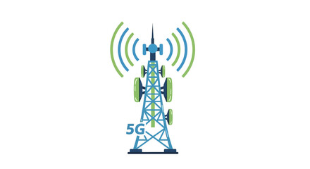 Blue and green cellular tower