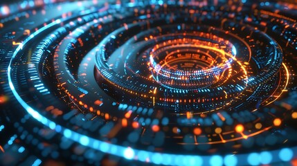 A vibrant fusion of technology, science, and design, featuring digital patterns, abstract shapes, and futuristic concepts. Dynamic waves, geometric grids, and colorful fractals