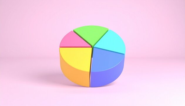Five-color pie chart on pink background